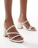 London Rebel London Rebel strappy block heeled slip on sandals in white - 2