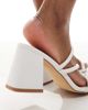 London Rebel London Rebel strappy block heeled slip on sandals in white - 3