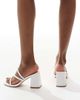 London Rebel London Rebel strappy block heeled slip on sandals in white - 4
