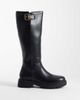 London Rebel London Rebel Trista chunky knee boots with buckle details in black - 1