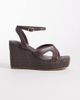 London Rebel London Rebel Yara wedge heeled sandals in choc-Brown - 1