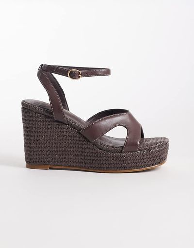 London Rebel London Rebel Yara wedge heeled sandals in choc-Brown