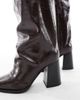 London Rebel London Rebel Zoe slouchy block heel knee boots in dark brown - 3