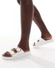 London Rebel Wide Fit London Rebel Andi Wide Fit buckle sandals in white - 4