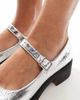 London Rebel Wide Fit London Rebel Becca wide fit chunky mary jane in silver - 4
