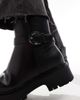London Rebel Wide Fit London Rebel Billie wide fit chunky ankle boots with buckle in black - 3