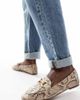 London Rebel Wide Fit London Rebel Nori wide fit snaffle trim flat shoes in snake-Multi - 1