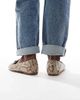 London Rebel Wide Fit London Rebel Nori wide fit snaffle trim flat shoes in snake-Multi - 4