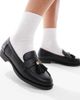 London Rebel Wide Fit London Rebel Wide Fit Amelia tassel penny loafers in black - 1