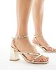 London Rebel Wide Fit London Rebel Wide Fit Aria strappy mid block heeled sandals in gold - 1