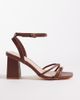 London Rebel Wide Fit London Rebel Wide Fit Ash strappy mid block heeled sandals in chocolate-Brown - 1
