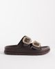 London Rebel Wide Fit London Rebel Wide Fit Astra double buckle sandals in choc-Brown - 1