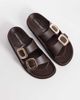 London Rebel Wide Fit London Rebel Wide Fit Astra double buckle sandals in choc-Brown - 2