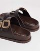 London Rebel Wide Fit London Rebel Wide Fit Astra double buckle sandals in choc-Brown - 3