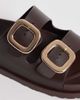 London Rebel Wide Fit London Rebel Wide Fit Astra double buckle sandals in choc-Brown - 4
