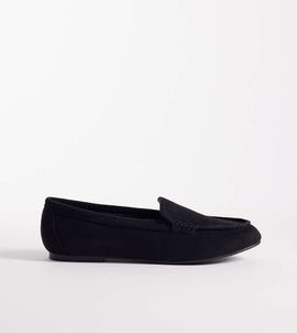 London Rebel Wide Fit London Rebel Wide Fit Bailey loafers in black microsuede