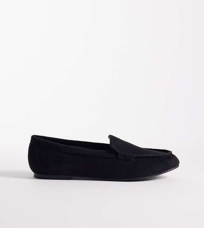 London Rebel Wide Fit London Rebel Wide Fit Bailey loafers in black microsuede
