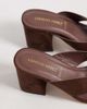 London Rebel Wide Fit London Rebel Wide Fit Elle heeled thong sandals in chocolate-Brown - 3