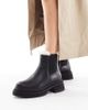 London Rebel Wide Fit London Rebel Wide Fit Emma teddy lined chunky chelsea boots in black - 1