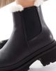 London Rebel Wide Fit London Rebel Wide Fit Emma teddy lined chunky chelsea boots in black - 3
