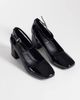 London Rebel Wide Fit London Rebel Wide Fit Hettie mid-height block heeled shoes in patent black - 4