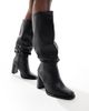 London Rebel Wide Fit London Rebel Wide Fit Maggie slouchy block heel boots in black - 1