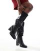London Rebel Wide Fit London Rebel Wide Fit Maggie slouchy block heel boots in black - 2