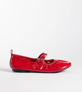 London Rebel Wide Fit London Rebel Wide Fit Mia strappy ruched ballet flats in red