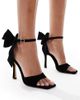 London Rebel Wide Fit London Rebel Wide Fit Mila bow detail high heeled sandals in black velvet - 1