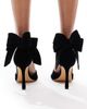 London Rebel Wide Fit London Rebel Wide Fit Mila bow detail high heeled sandals in black velvet - 3