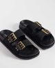 London Rebel Wide Fit London Rebel Wide Fit Morgan double buckle flat sandals in black - 1