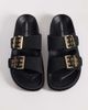 London Rebel Wide Fit London Rebel Wide Fit Morgan double buckle flat sandals in black - 4