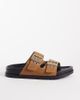 London Rebel Wide Fit London Rebel Wide Fit Morgan double buckle flat sandals in tan-Brown - 1
