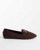 London Rebel Wide Fit London Rebel Wide Fit Nori buckle detail loafers in chocolate micro-Brown - 1