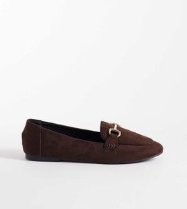 London Rebel Wide Fit London Rebel Wide Fit Nori buckle detail loafers in chocolate micro-Brown