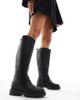 London Rebel Wide Fit London Rebel Wide Fit Olivia chunky knee boots in black - 1