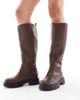 London Rebel Wide Fit London Rebel Wide Fit Olivia chunky knee boots in brown - 1
