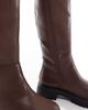 London Rebel Wide Fit London Rebel Wide Fit Olivia chunky knee boots in brown - 3