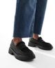 London Rebel Wide Fit London Rebel Wide Fit Olivia contrast teddy fur chunky loafers in black - 1