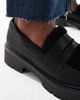 London Rebel Wide Fit London Rebel Wide Fit Olivia contrast teddy fur chunky loafers in black - 2