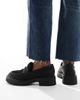 London Rebel Wide Fit London Rebel Wide Fit Olivia contrast teddy fur chunky loafers in black - 3