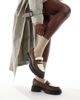 London Rebel Wide Fit London Rebel Wide Fit Olivia contrast teddy fur chunky loafers in brown - 2