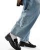 London Rebel Wide Fit London Rebel Wide Fit Sadie ruched detail loafers in patent black - 1