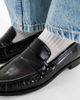 London Rebel Wide Fit London Rebel Wide Fit Sadie ruched detail loafers in patent black - 2