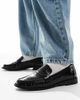 London Rebel Wide Fit London Rebel Wide Fit Sadie ruched detail loafers in patent black - 4
