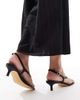 London Rebel Wide Fit London Rebel Wide Fit strap detail thong heeled sandals in black - 2