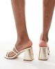 London Rebel Wide Fit London Rebel Wide Fit strappy block heeled slip on sandals in gold - 2