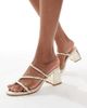 London Rebel Wide Fit London Rebel Wide Fit strappy block heeled slip on sandals in gold - 3