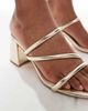 London Rebel Wide Fit London Rebel Wide Fit strappy block heeled slip on sandals in gold - 4