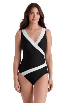 Longitude Longitude Pide Side Shirred Surplice Long Torso One-Piece Swimsuit